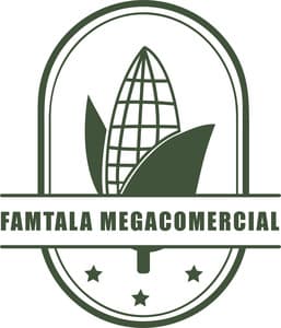 Emblema de Mega Comercial Famtala: mazorca de maíz con tres estrellas